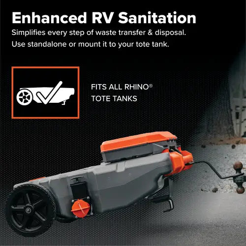 Camco RV Approved Portable Waste Holding Tank Dump Kit 39023 - Rhino Tote Storage Box