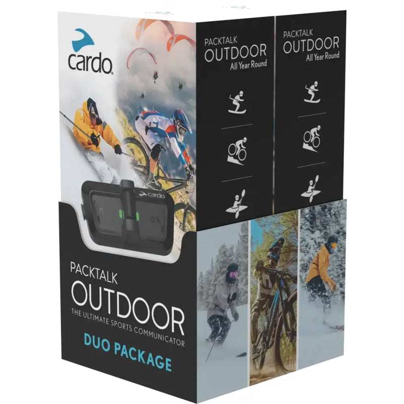Cardo Packtalk Outdoor Duo Black Snow Helmet Communication System 2 Pack with JBL Speakers
