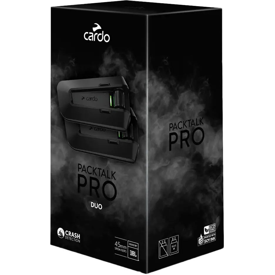 Cardo Packtalk Pro Duo Black Motorcycle Helmet Communication System 2 Pack PTP00101