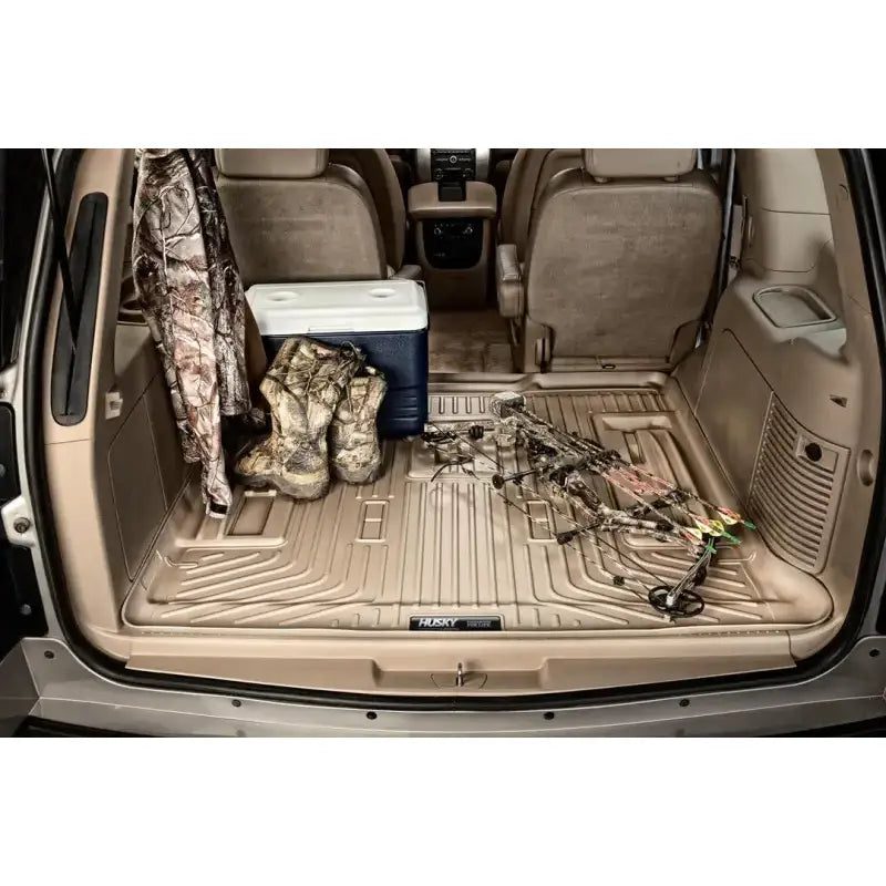 Tan cargo area liner in Black rubber fits behind 2nd seat for extra protection