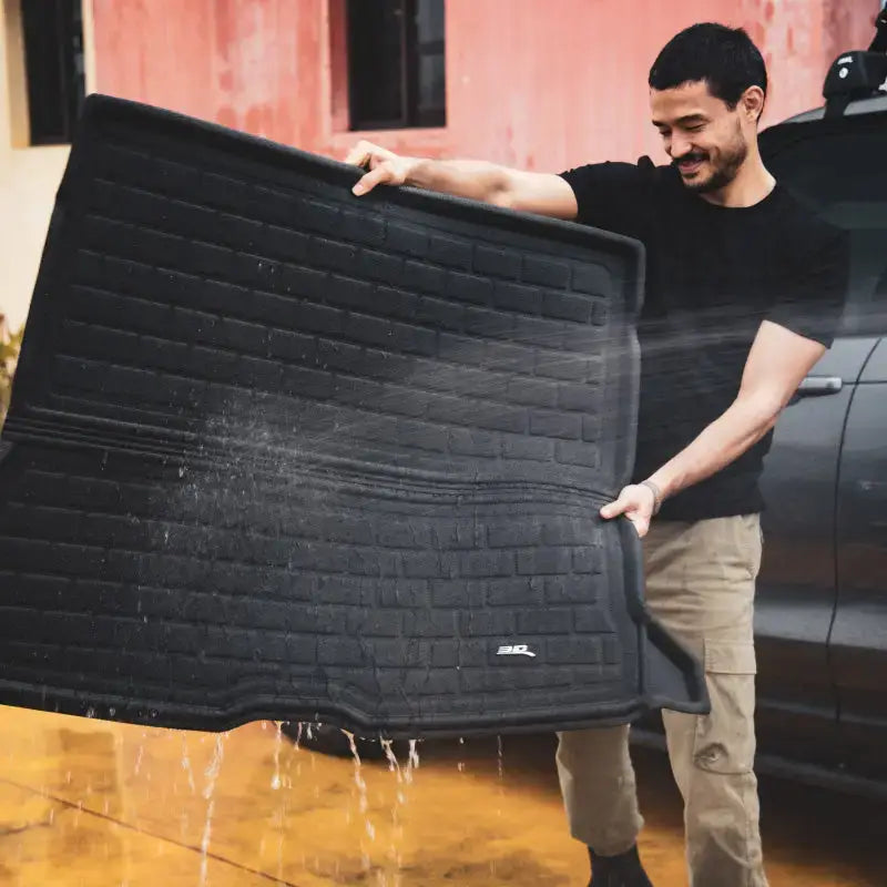 Cargo Area Liner Direct Fit; Raised Edge; Black; Thermoplastic Rubber Of Carbon Fiber Texture; Non-Skid; Behind 3rd Row