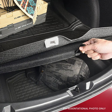 Cargo Area Liner Direct Fit; Raised Edge; Black; Thermoplastic Rubber Of Carbon Fiber Texture; Non-Skid; Behind 3rd Row