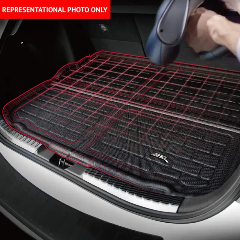 Cargo Area Liner Direct Fit; Raised Edge; Black; Thermoplastic Rubber Of Carbon Fiber Texture; Non-Skid; Behind 3rd Row