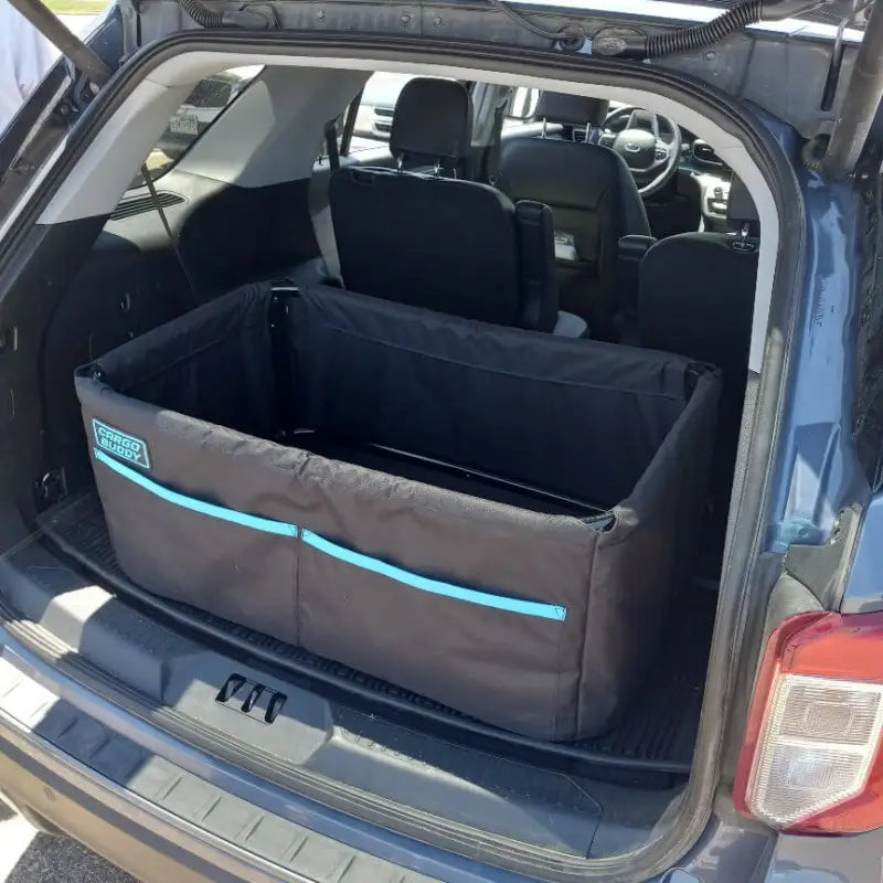 Cargo Organizer Area Of SUV And Truck; Single Compartment With 2 External Pockets; Black; 600D Polyester 1-3/16 Inch