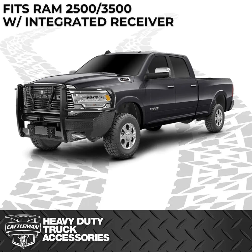 Cattleman Two Vertical Center Protection Bars Bumper 2265PR - Dodge RAM Front Sensors