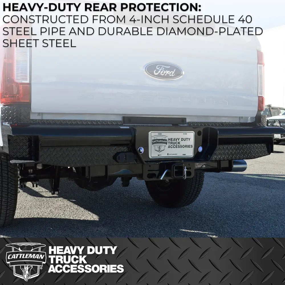 Cattleman Solid Beaded Welding Bumper 4395S - Rear Bumper-8 Drop Sensors