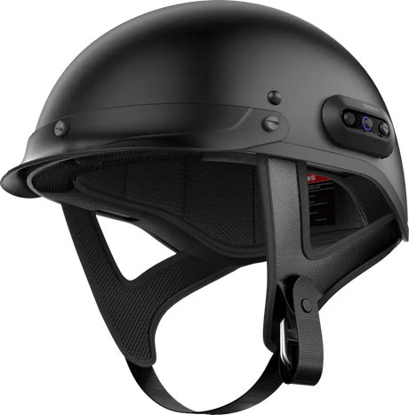 Black Cavalry 2 Half Helmet with Bluetooth module and open mesh for group mesh riding