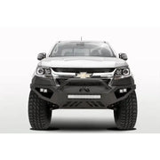 White Chevrolet truck equipped with Fab Fours Vengeance Front Bumper Pre-Runner Guard in black, designed for maximum protection and enhanced rugged appearance.