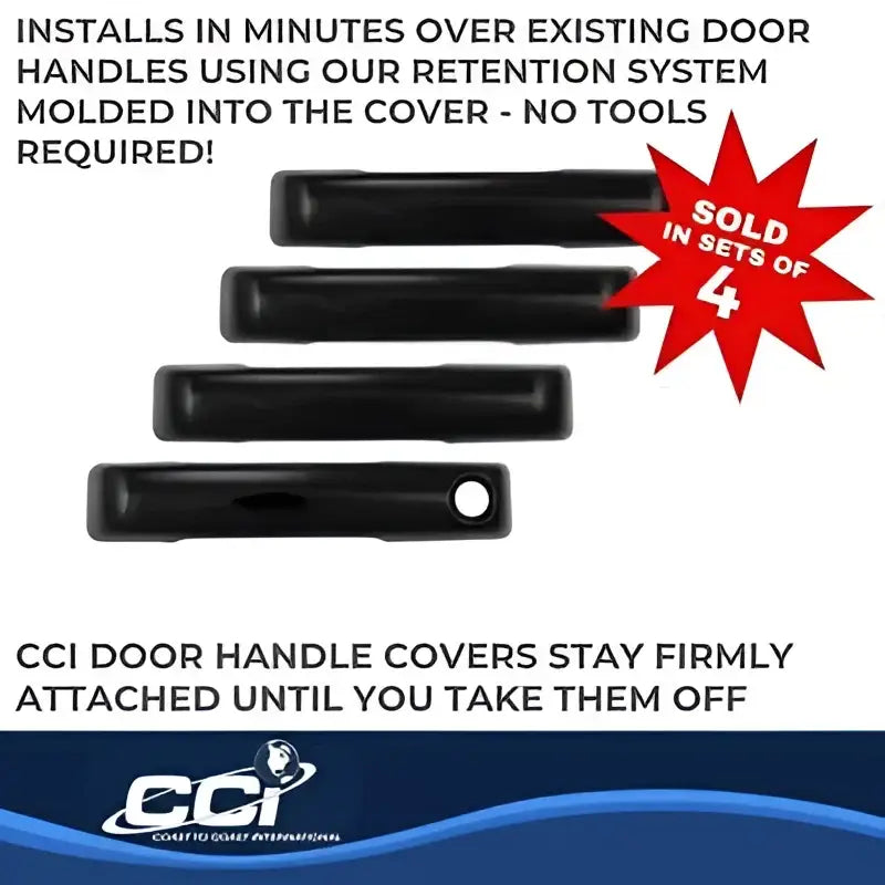 CCI DH68592BLK Coast2Coast gloss black door handle covers for 21-23 Ford F150-F350 4Dr, sold in sets of 4.