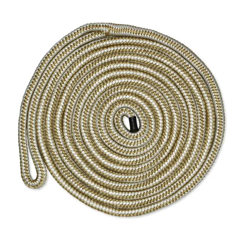 Coiled gold and white rope from CDL5825WG CMP Group 5/8In-25Ft Dockline Wg