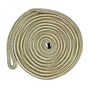 Coiled gold and white braided rope for CDL5825WG CMP Group dockline, 5/8 inch by 25 ft