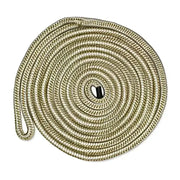 Coiled gold and white braided rope for CDL5825WG CMP Group dockline, 5/8 inch by 25 ft