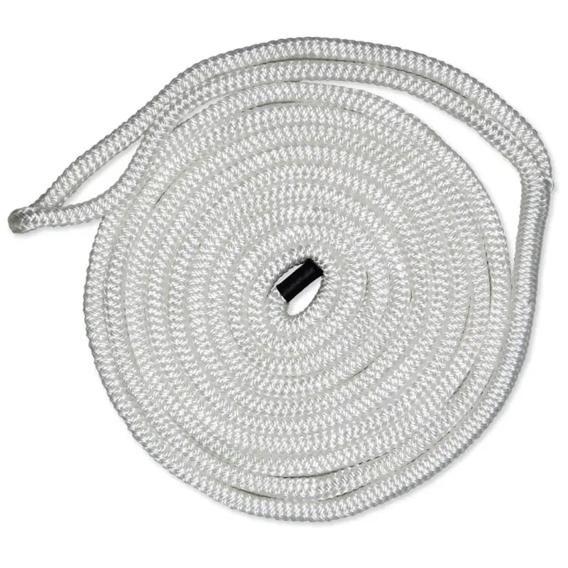 Coiled white braided rope for dockline, CDL5825WH CMP Group 5/8In-25Ft Wht