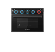 CF-RV17B Furrion Llc Greystone 17' Rv Gas Range Combo C with four blue and one red control knobs.