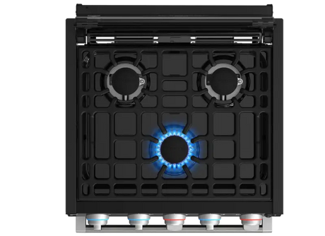 CF-RV21 Furrion Llc Greystone 21' RV Gas Range in stainless steel with compact design, durable construction, efficient gas burners, and modern appearance for RV kitchens.