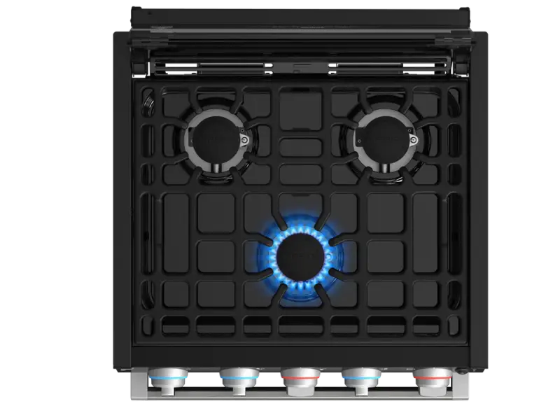 CF-RV21 Furrion Llc Greystone 21' RV Gas Range in stainless steel with compact design, durable construction, efficient gas burners, and modern appearance for RV kitchens.