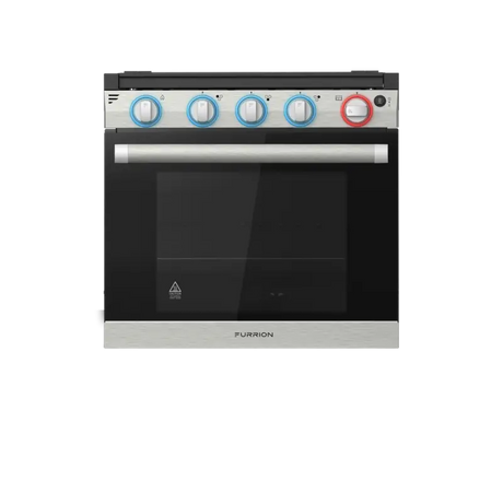 Furrion Llc Greystone 21' RV Gas Range CF-RV21 stainless steel, modern design, reliable gas burners, compact kitchen appliance for RVs.
