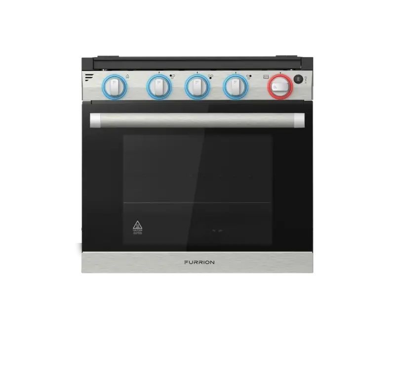 Furrion Llc Greystone 21' RV Gas Range CF-RV21 stainless steel, modern design, reliable gas burners, compact kitchen appliance for RVs.