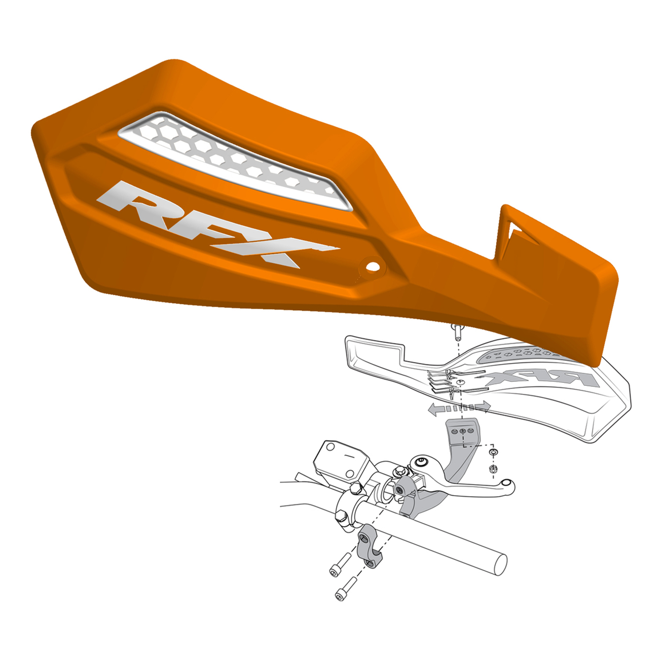RFX Race Series Handguards Fxgu 30100 55OR - Orange Handguard Inc Mount Kit