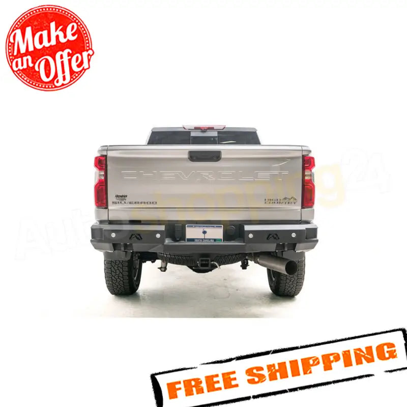 CH20-W4951-1 Fab Fours Premium Rear bumper on silver truck, designed for RV, Automotive, Powersports, off-road, marine, exterior, truck accessories, interior, truck bed, rv parts, Bumpers, Grilles & Guards, AVADA - Best Sellers, Must Haves