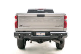 Rear view of a Chevrolet Silverado High Country with the CH20-W4951-1 Fab Fours Premium Rear bumper installed, enhancing protection and style for off-road adventures, Bumpers, Grilles & Guards, AVADA - Best Sellers, Must Haves