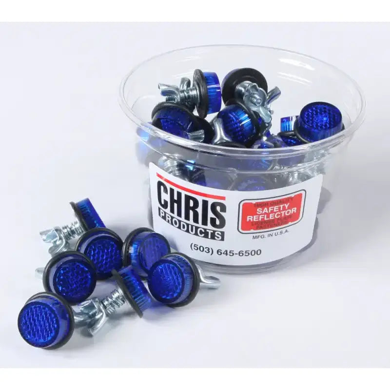 CHRIS PRODUCTS Mini Reflectors Blue 40/Pk for Powersports
