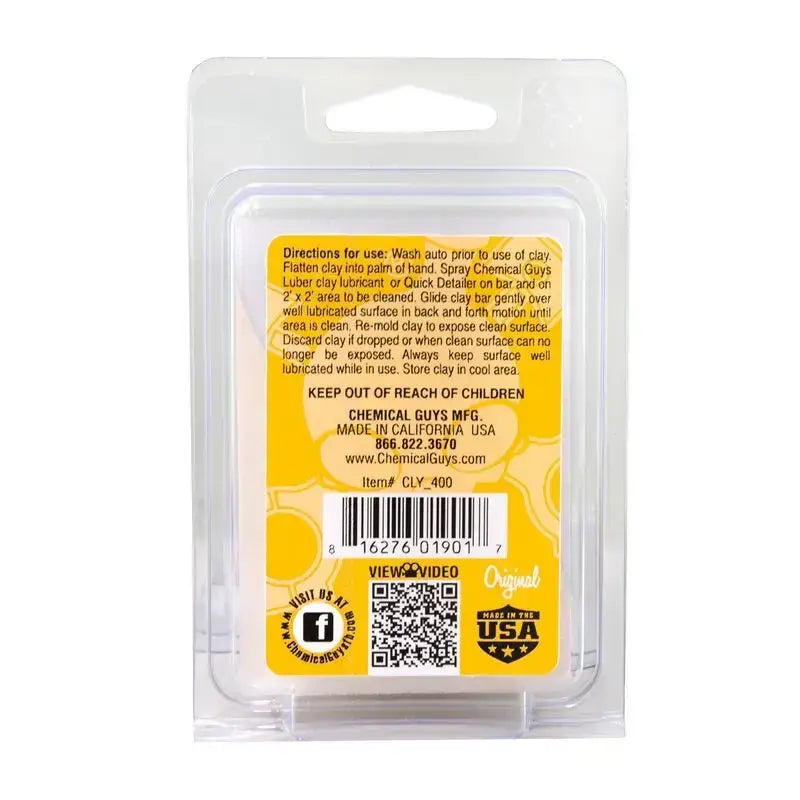 Chemical Guys OG Clay Bar (Light/Medium Duty) - Yellow - Case of 12 - Truck & Automotive