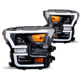 Pair of aftermarket Winjet Renegade projector headlights for Ford F-150 2015-2017
