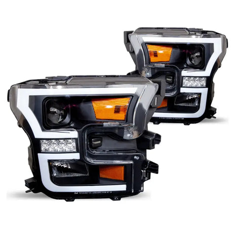 Pair of aftermarket Winjet Renegade projector headlights for Ford F-150 2015-2017