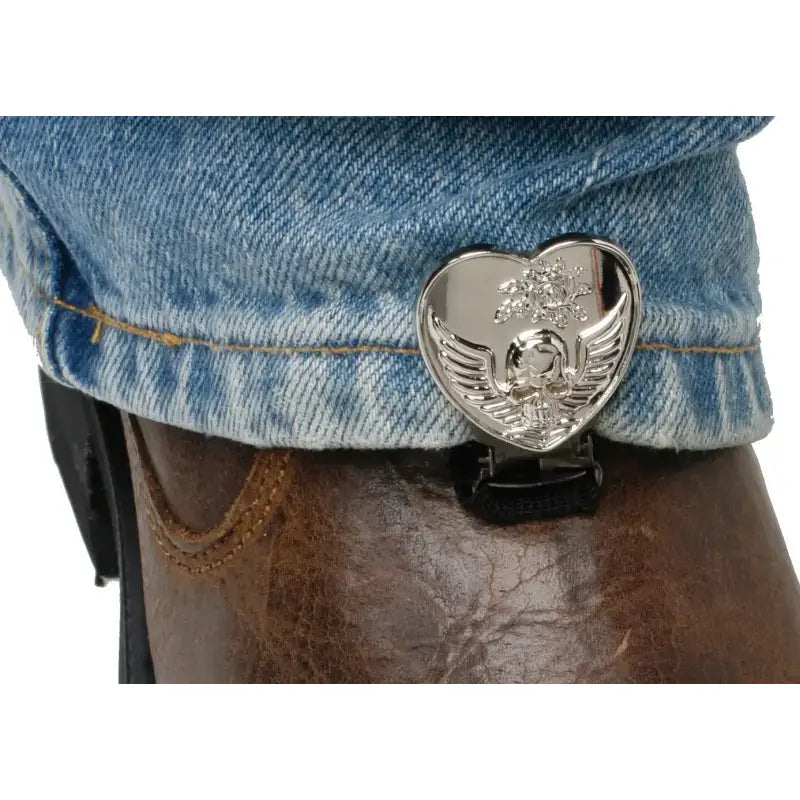 Clips For Stirrup/Strap Boots Heart/Skull Chrome - RYDER CLIPS