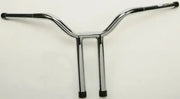Chrome-plated bicycle handlebars with extended risers and black end caps for Chubby 14 Psycho S Fighter Chrome with diamond knurled finish and internal wiring