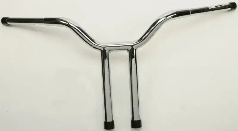 Chrome-plated bicycle handlebars with extended risers and black end caps for Chubby 14 Psycho S Fighter Chrome with diamond knurled finish and internal wiring