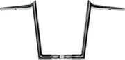 Chrome motorcycle handlebars with sharp, angular design, perfect for chubby hooked bar fans