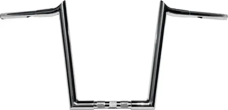 Chrome motorcycle handlebars with sharp, angular design, perfect for chubby hooked bar fans