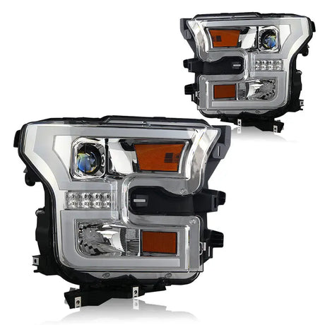 Chrome car headlights with projector drl for Ford F-150 CHWJ-0427-C Winjet