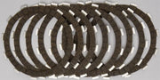 Stack of dark clutch plates with white friction tabs for CK3450 Redline Clutch Kit