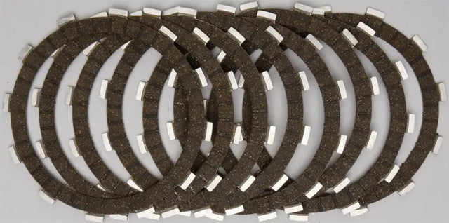 Stack of dark clutch plates with white friction tabs for CK3450 Redline Clutch Kit