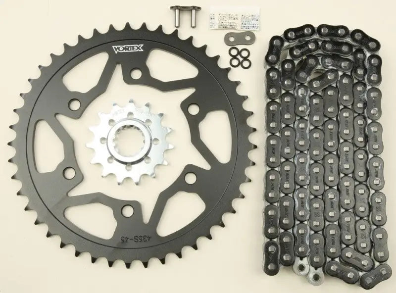 CK6359 Vortex Sprocket/Chain Kit Stl/Alu 16/47T Blk Rx3 520-122L Blk - RV and Auto Parts