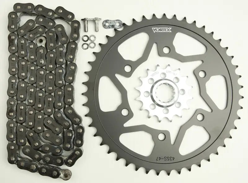 Motorcycle CK6362 sprocket chain kit with black 16/47t sprocket and 520 118l chain