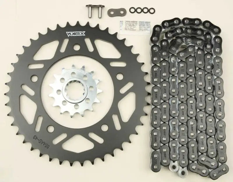 VORTEX CK6377 Sprocket/Chain Kit Stl/Stl 15/43t Sil Rx3 520 114l Blk