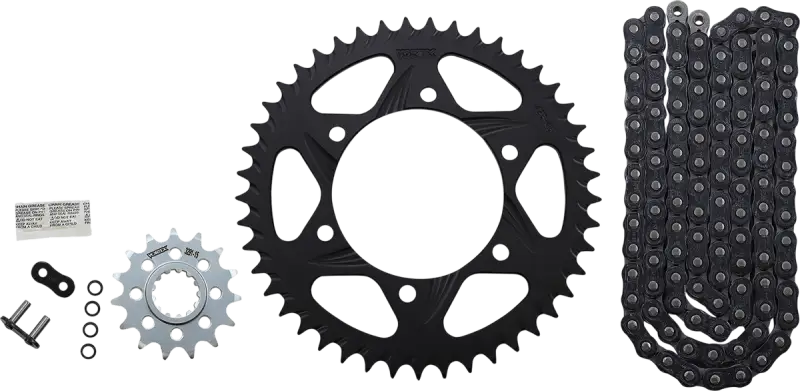 CK6454 Vortex Sprocket/Chain Kit Stl/Alu 15/43T Blk Rx3 520-114L Blk - RV and Auto Parts