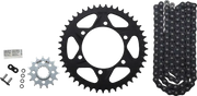 CK6454 Vortex Sprocket/Chain Kit Stl/Alu 15/43T Blk Rx3 520-114L Blk - RV and Auto Parts