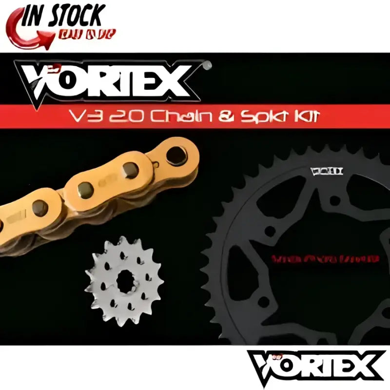 CK6457 Vortex Sprocket/Chain Kit Stl/Stl 15/45T Sil Rx3 520-114L Blk - RV and Auto Parts