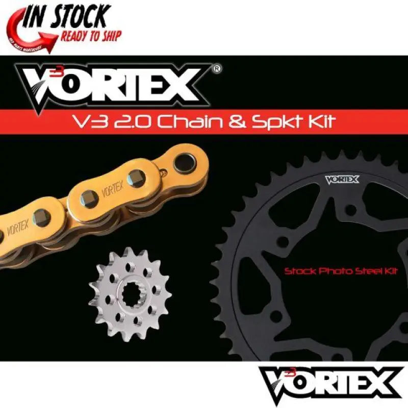 CKG6384 Vortex Sprocket/Chain Kit Stl/Stl 14/46T Sil Sx3 520-114L Gld - RV and Auto Parts