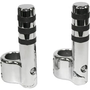 LINDBY Clamp On Pegs Chr W/ Wide O Ring For 1 1/2" Bar for Powersports
