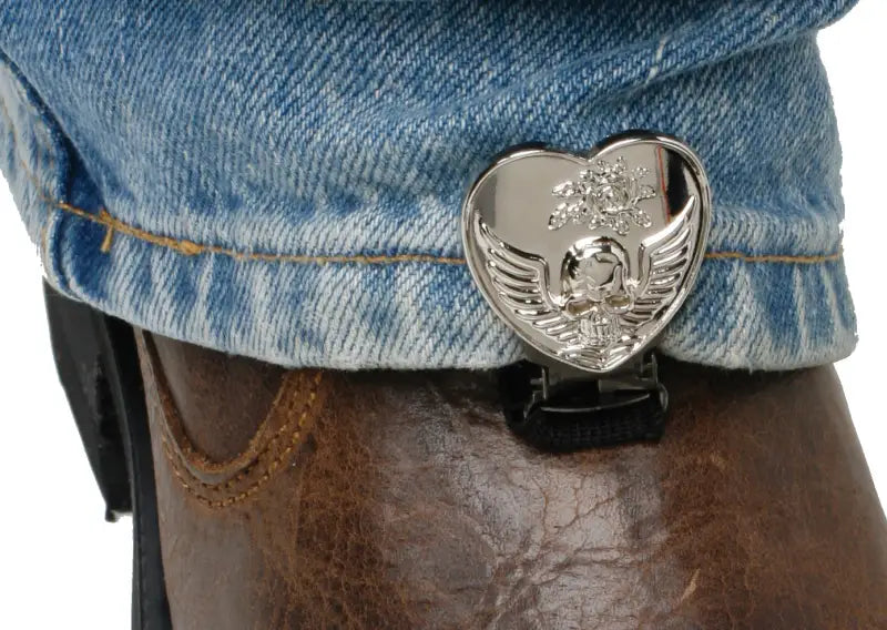 Clips For Stirrup/Strap Boots Heart/Skull Chrome - RYDER CLIPS
