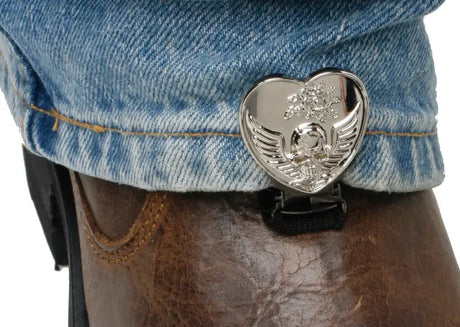 Clips For Stirrup/Strap Boots Heart/Skull Chrome - RYDER CLIPS