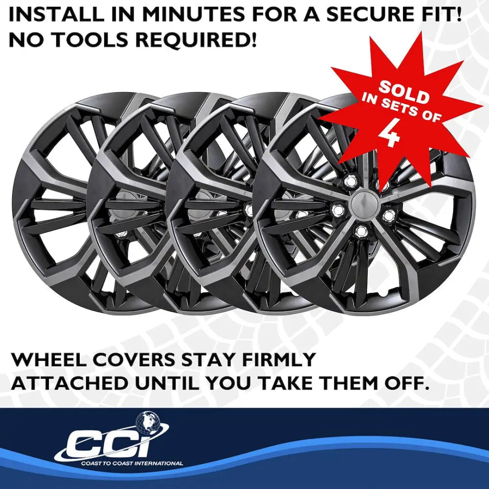 Coast2Coast Limited Lifetime Warranty Wheel Cover 56716CB - Charcoal Black WC Unvrsl 16 Set