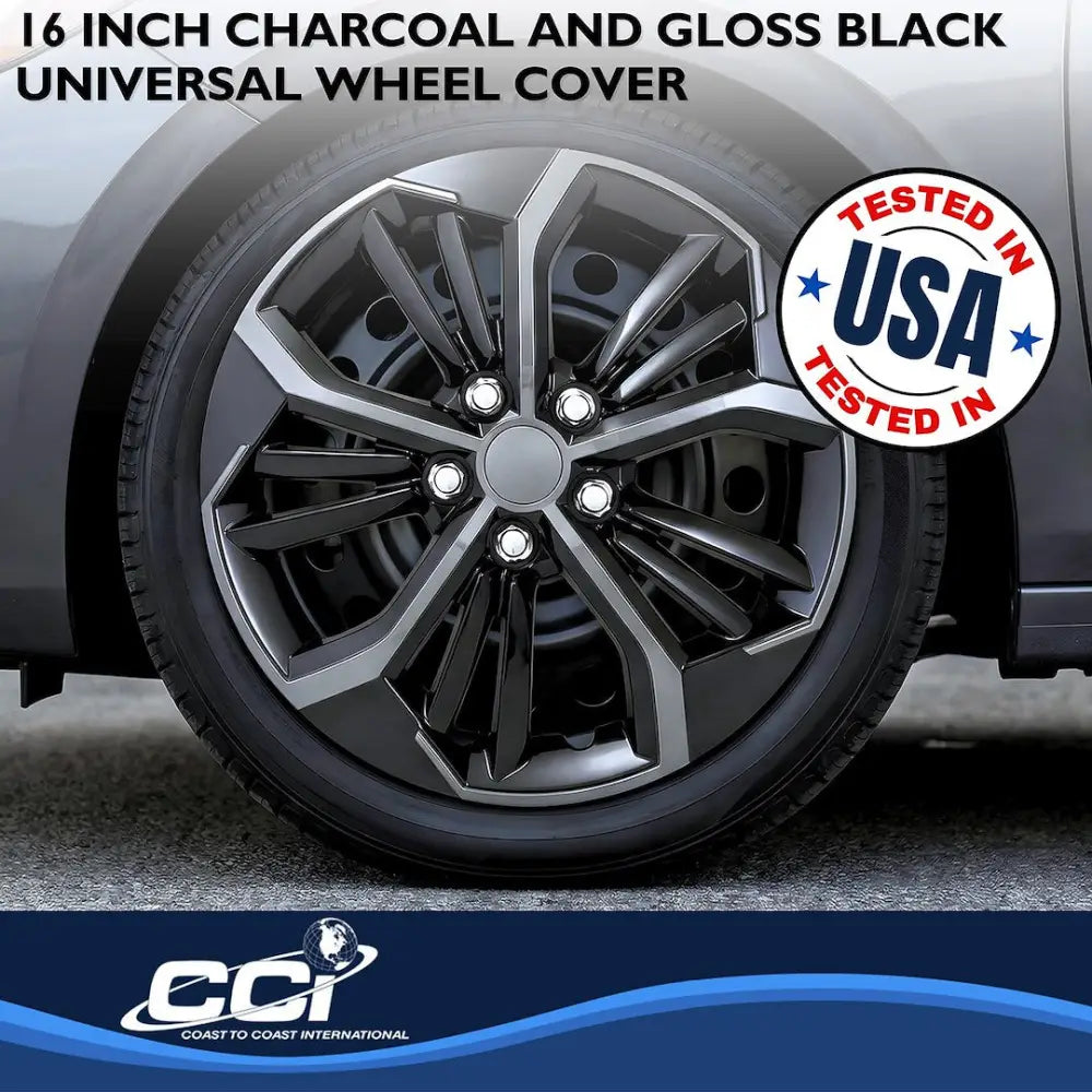 Coast2Coast Limited Lifetime Warranty Wheel Cover 56716CB - Charcoal Black WC Unvrsl 16 Set