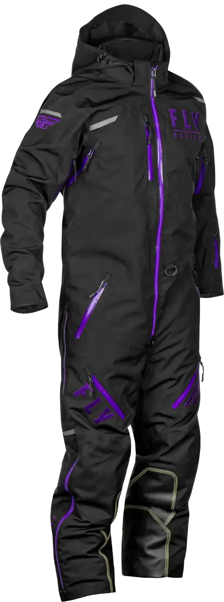 Black and purple snowsuit for powersports, perfect for outdoor adventures